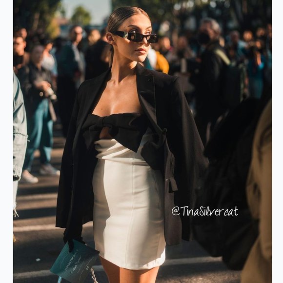 BLOGGER'S FAVE! Zara Strapless Bow Mini Dress White Black NWT - Picture 9 of 17